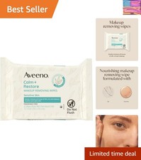 Aveeno Calm  Restore Unscented Makeup Remover Face Wipes, Fragrance Free Fac...