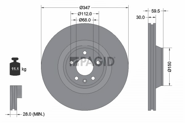 2X Pagid Bremsscheibe AußEnbelüFtet Ø347Mm FüR Audi A6 Allroad 4FH C6 4F5-image