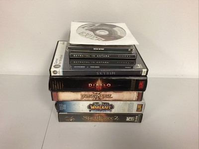 Lot of 9 Misc. PC CD/DVD-ROM Games: Skyrim, Diablo, Dungeon Siege, And More