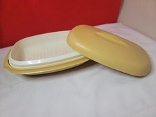 Vtg. Tupperware 3 Pc Vegetable Rice Steamer Harvest Gold, Made In USA
