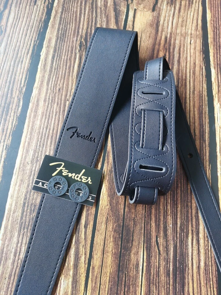 Fit Fender Custom Shop Adjustable PU Leather Electric Guitar Bass Strap - Black - Image 3 of 4