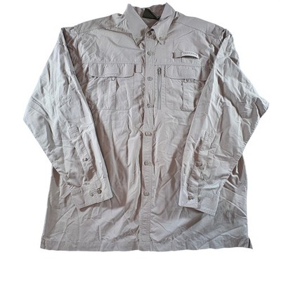 Field & Stream Mens Large Gray Long Sleeve Fishing Shirt Nylon Ripstop Utility