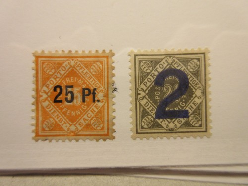WÜRTTEMBERG, Scott: O40, O42, postfrisch Falz, Lot25, Kat 4,80 $