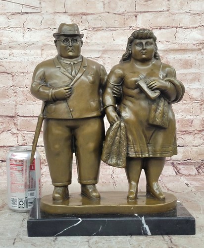 Fernando Botero, Bronze Sculpture, "English Couple" Brown Patina Signed Artwork - Picture 2 of 10