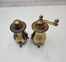 Vintage Brass-Tone Salt Shaker Pepper Mill Se...