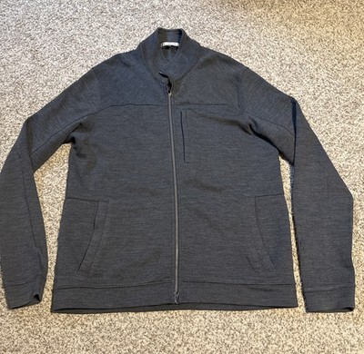 Ibex Charcoal Gray Full Zip Merino Wool Made in USA Outdoor Jacket Men s L