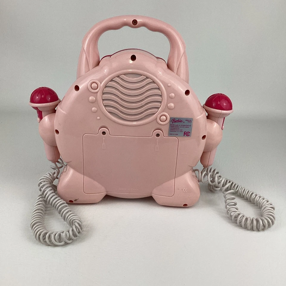 Barbie Sing With Me CD Player Boombox Karaoke Dual Microphone Mattel 2008 Pink - Image 3 of 4