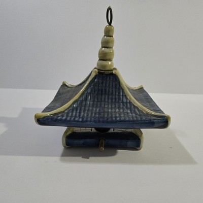Louisville Stoneware Kentucky Birdhouse Pagoda Blue White Vintage 