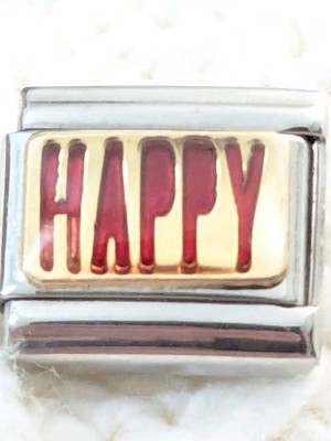 Authentic Nomination Italian Charm Word Charm HAPPY 9mm Classic D252