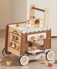 Wooden Baby Walker Push Walker with Adjustable Speed, Montessori Bakery Toy W...