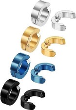 8 Pieces Clip on Earrings for Men Magnetic Hoop Earrings Non-Piercing Earrings F