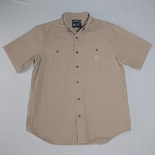 Carhartt Rugged Flex Work Shirt Mens Large Brown Short-Sleeve Relaxed Fit