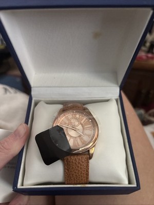 Pebble Embossed Cowhide Leather Bronze Stainless Steel Back Bronze Italia Watch