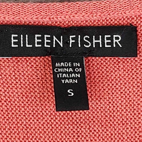 Eileen Fisher Sweater Womens Size Small S Orange Coral Long Sleeve Merino Wool - Picture 5 of 8