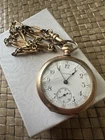 Antique Waltham Pocket Watch Gold Filled Case Small Seconds Vintage With Chain