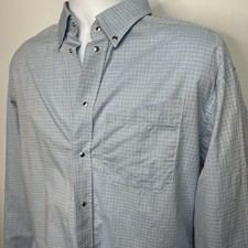 VTG Thierry Mugler Paris Mens Blue Check Snap Front Shirt France 41 16 L