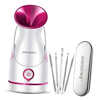 Facial Steamer - Nano Ionic Face Steamer Warm Mist Steamer for Home A-rose Red
