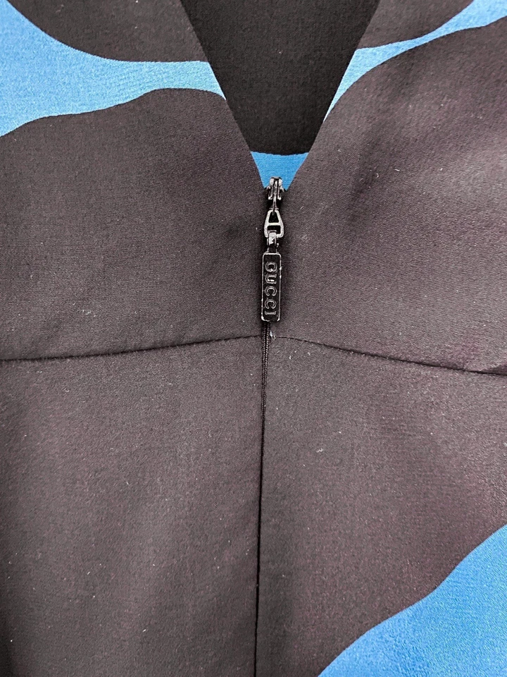 GUCCI • RUNWAY ярко синий шелк в горошек полоски Sz. 44 - ТАК РЕДКАЯ И ТРУДНО НАЙТИ - Изображение 4 из 4