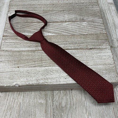 Retreez Junior Boys Necktie Burgundy Neck Strap Micro Dot Size Size 2-4 Years - Picture 7 of 10