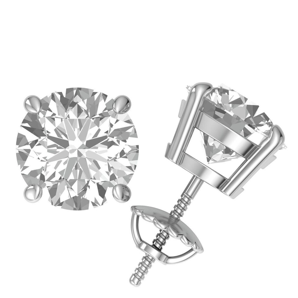 GDGL Stud Earrings For Valentine's 1.10Ct Round Natural Diamond 14K