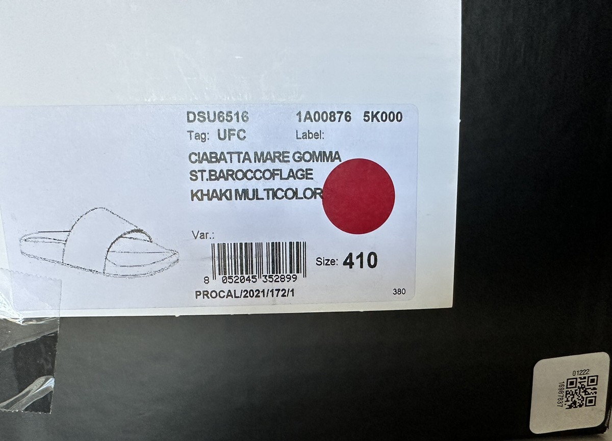 NIB $395 Versace Baroccoflage Slides Sandals Khaki 9 US (42 Euro) IT DSU6516 Rubber Sliders Green | VERSACE US main image 3