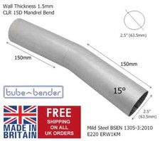 2.5 " (63.5mm) 15 Degree Tight 1.5D Mild Steel Exhaust Mandrel Bend