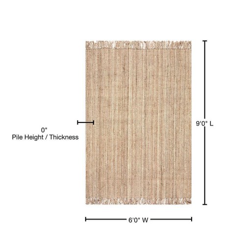 nuLOOM Farmhouse Area Rug 6' W x 9' L Hand Woven Weave Jute Spot Clean Beige - Picture 12 of 12