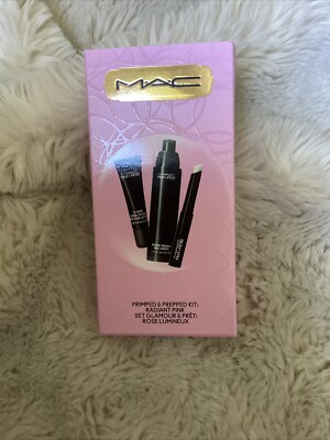 NIB New Mac Primped & Prepped Kit Prep + Prime Natural Radiance Pink 3 Piece Set