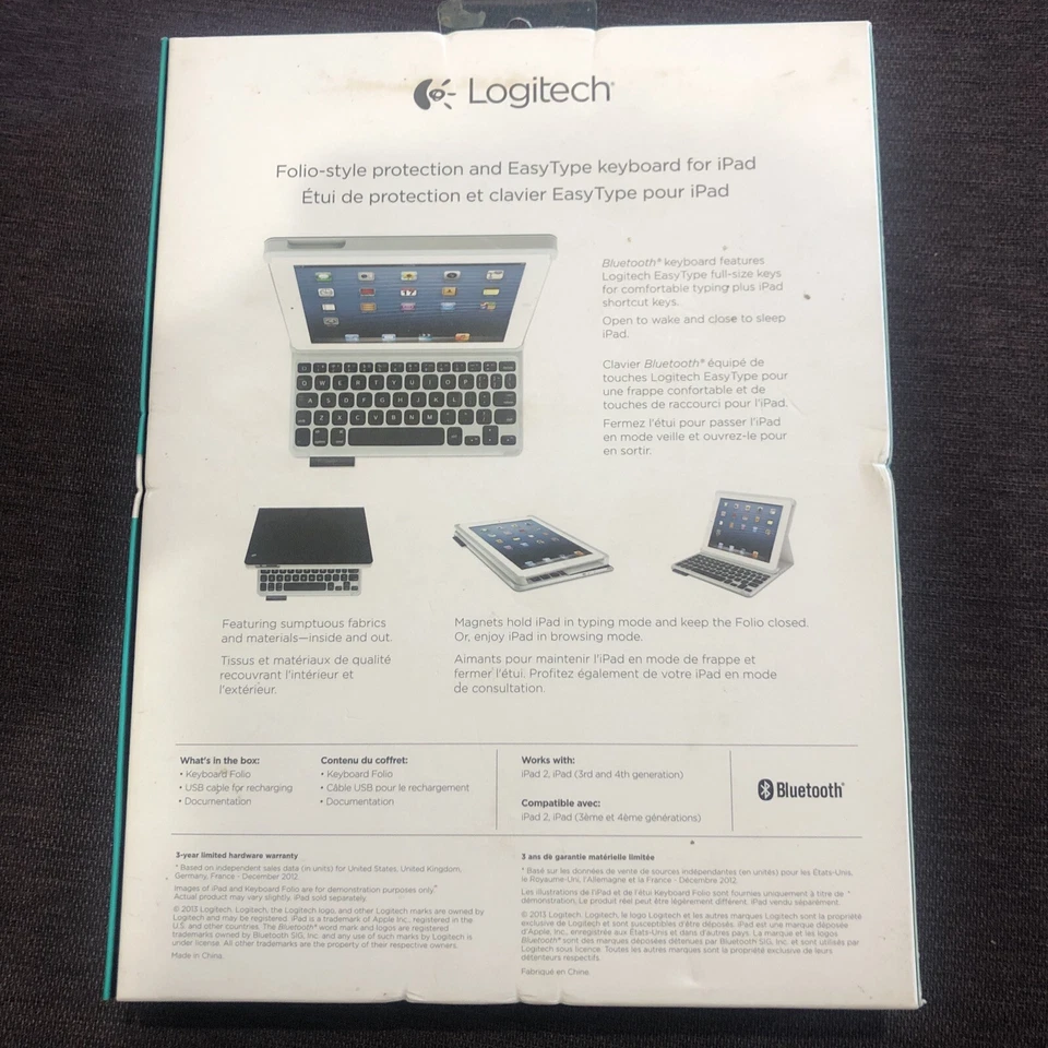 Logitech Keyboard Folio Protective Case for iPad 2 3 4 Rechargeable Bluetooth - Image 4 of 4