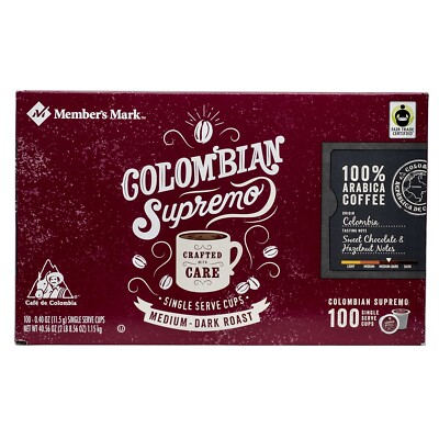 Members Mark Colombian Supremo Fresh Aroma Coffee 100 Single Serve