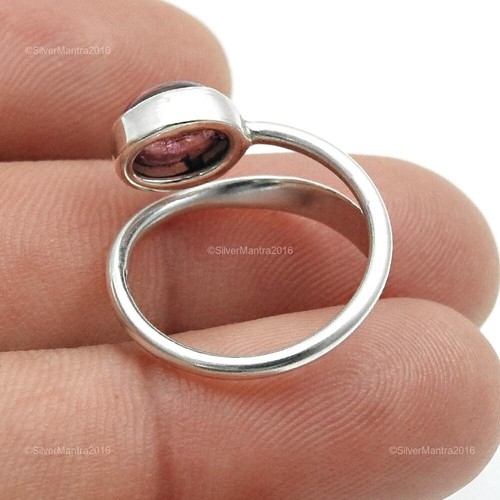 Womens Day Pink Natural Tourmaline 925 Silver Trendy Elegant Ring Size J 1/2 - Picture 4 of 10