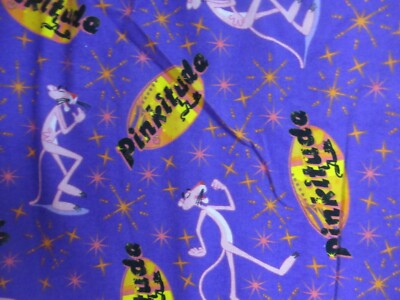Pink Panther PINKITUDE Cotton Flannel Magenta  Multi VTG RARE  1 yard 7'' BY 44''