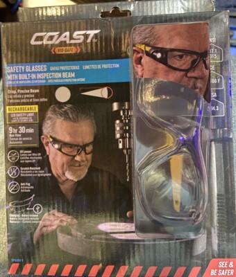 Glasses w/Built in Inspection LED - Coast - Rechargeable Safety Specs #SPG400-Y