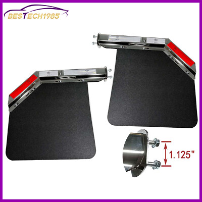 For Semi Truck HD Stainless 1.125''Spring Loaded Mudflap Hanger Angled & MudFlaps