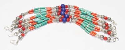 Tibetan Turquoise Amber Lapis Gemstone Handmade Nepali Bracelet Size 7.8 Inches
