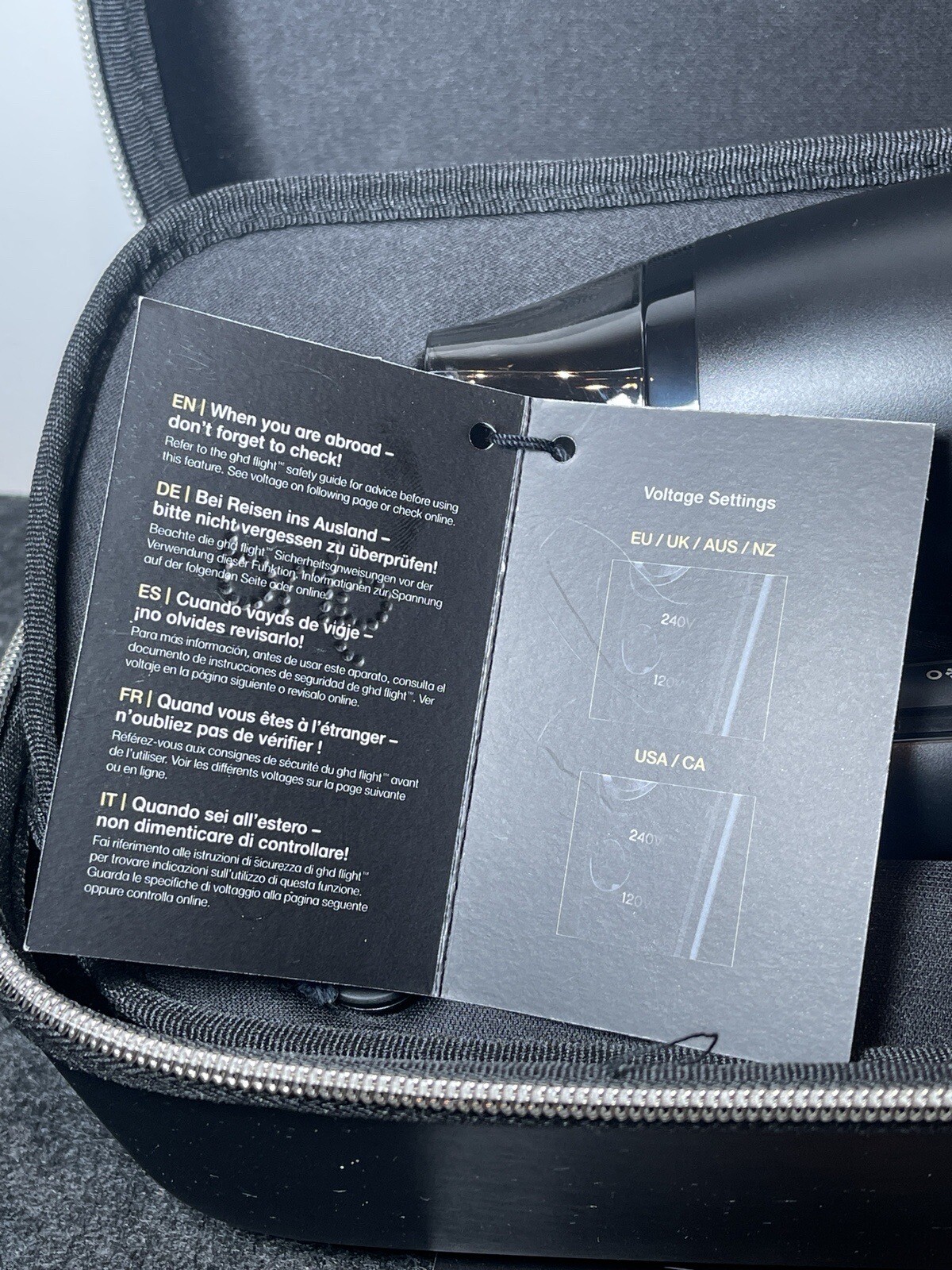 GHD Travel Hairdryer Black & Silver New eBay