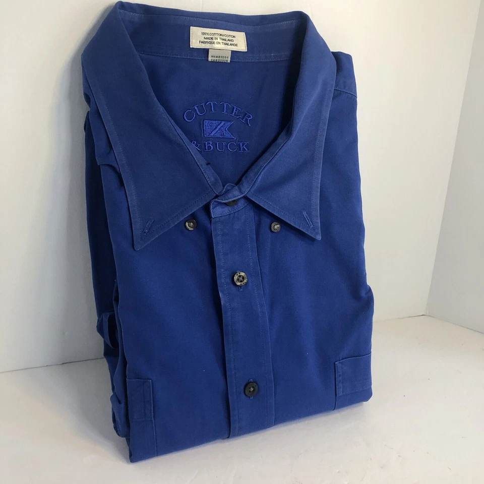 Cutter & Buck Men’s Short Sleeve Button Down Blue 4XB 100% Cotton. New! - Image 4 of 4