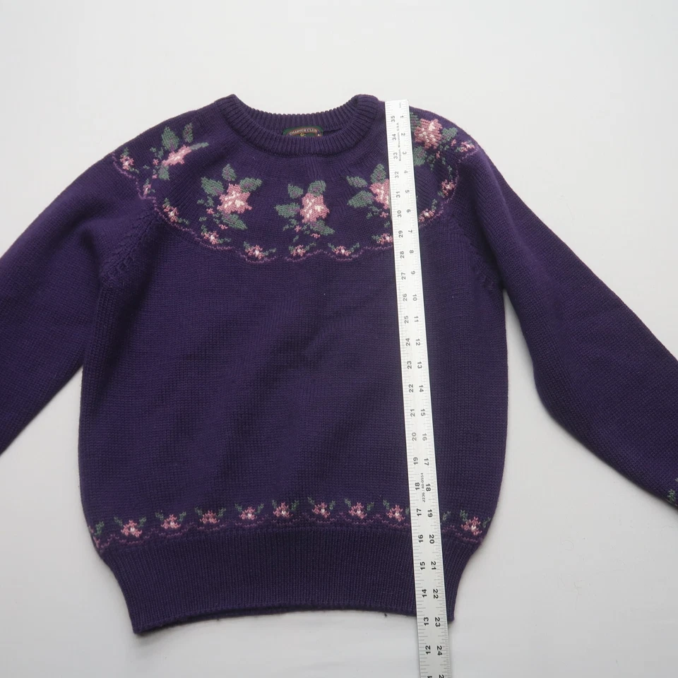 Винтажный женский шерстяной свитер Charter Club средний цветочный узор коттеджкор - Изображение 4 из 4