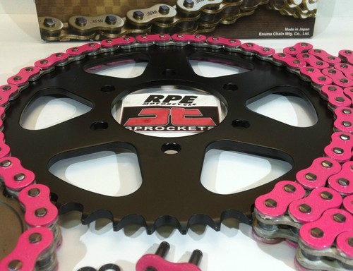 Suzuki GSXR600 2004-05 Pink EK X-Ring Chain & Sprockets Kit OEM or Quick Accel - Foto 4 di 11