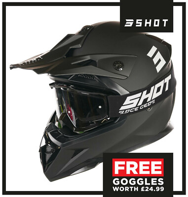 NEU SHOT PULSE MOTOCROSS MX OFF ROAD STURZHELM MATT SCHWARZ + GRATIS BRILLE