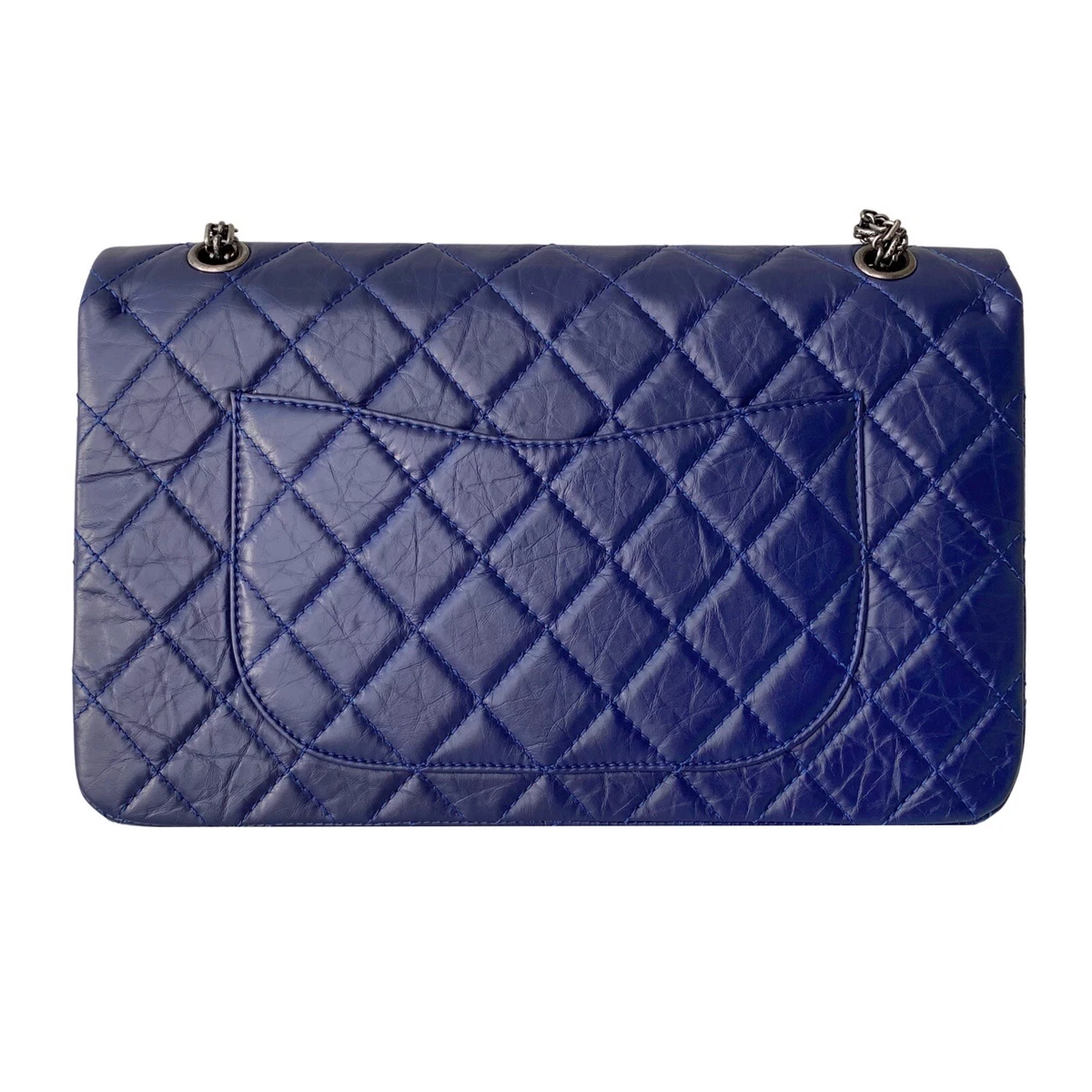 CHANEL Medium Double Flap Calfskin Quilted Shoulder bag Blue