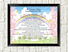 Pet Memorial Poem RAINBOW BRIDGE Personalized UNFRAMED Art Print Gift Dog, Cat
