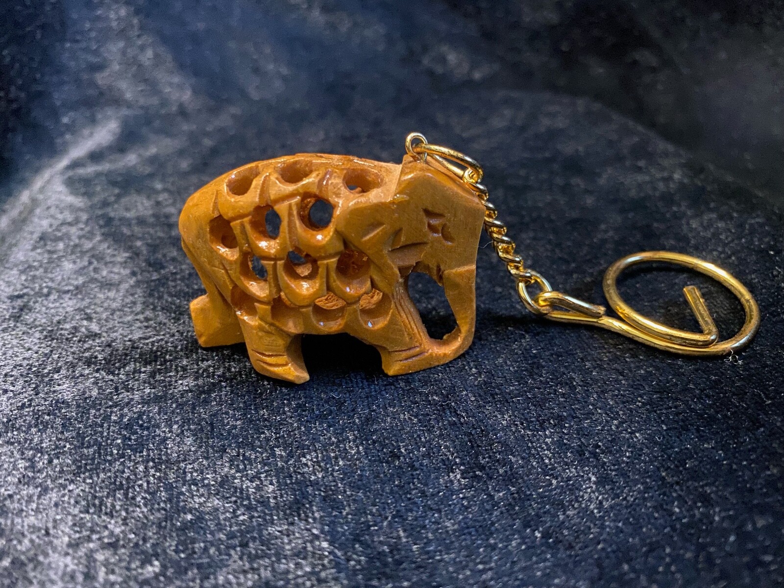 Hand Carved Decorative & Intricate Wood Elephant Good Luck Key Chain eBay