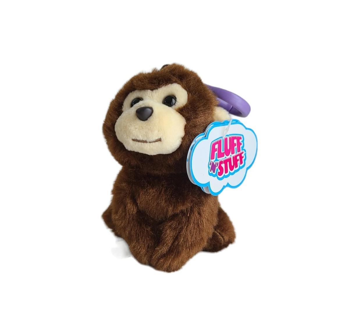 NWT Fluff N' Stuff MIKA Brown Plush Monkey Stuffed Toy with Purple