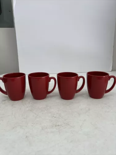 CORELLE COORDINATES BURGUNDY SET OF 4 STONEWARE MUGS