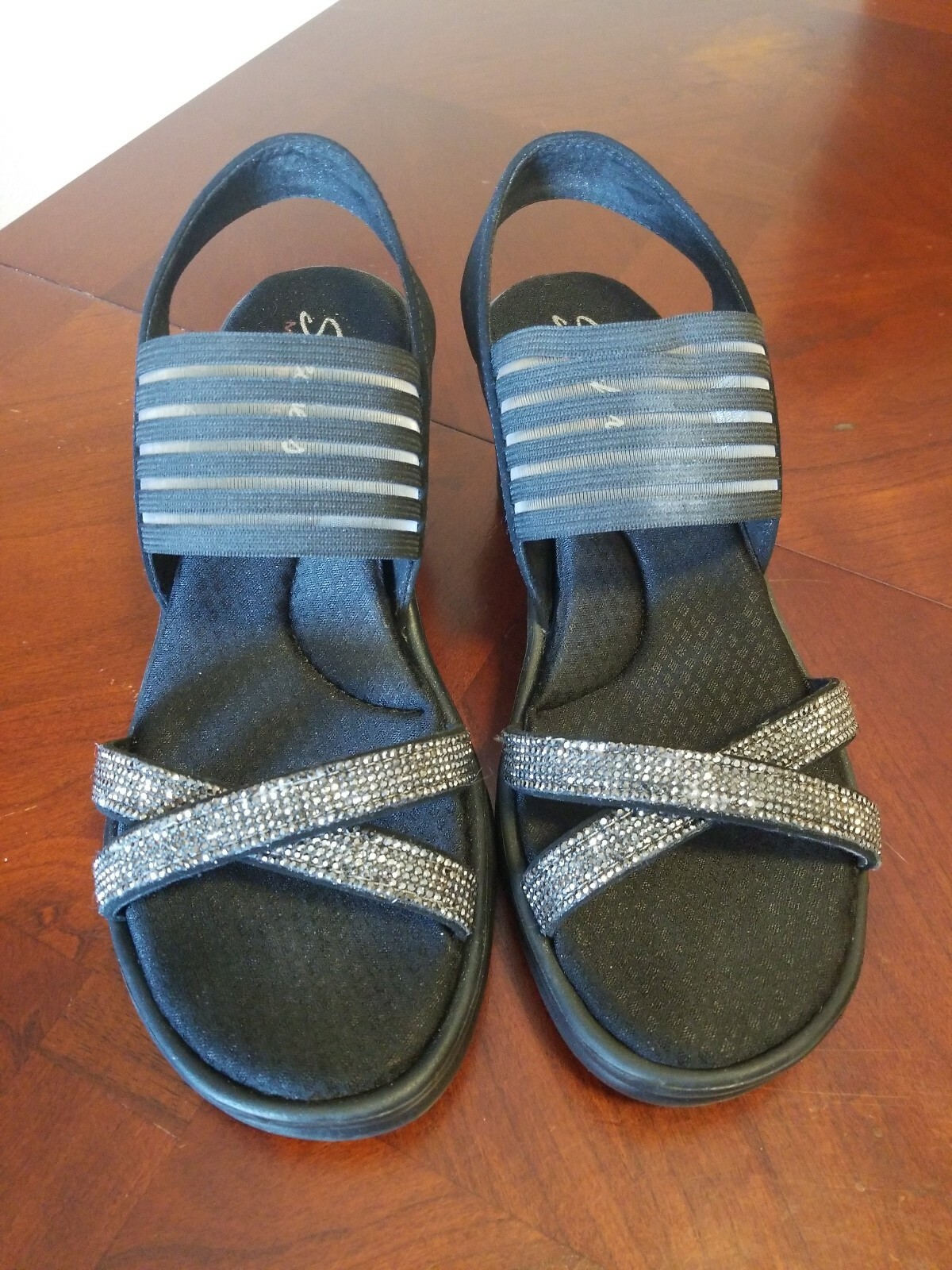 skechers rumblers wave women's wedge sandals