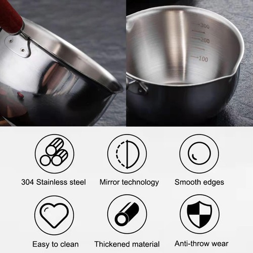 Butter Warmer Pot Stainless Steel Milk Warmer with Wooden Handle for Seafood ... - Picture 6 of 7