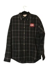 BAW Athletic Wear Men's Black Button Down Shirt Plaid Record Boards Size Medium