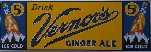 Vernor's Ginger Ale soda Advertising vintage porcelain sign