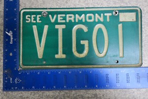 Vermont Vanity License Plate Tag 1972 72 Vigoi Vigo 1